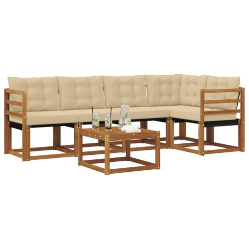 Комплект дивани за открито 6 pcs Натурален и Бежов