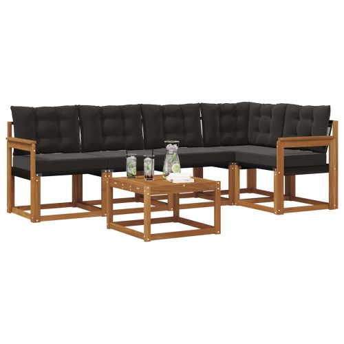 Комплект дивани за открито 6 pcs Естествено и черно