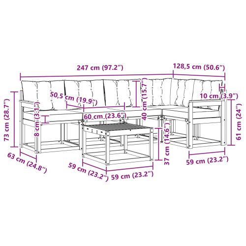 Комплект дивани за открито 6 pcs Естествено и черно