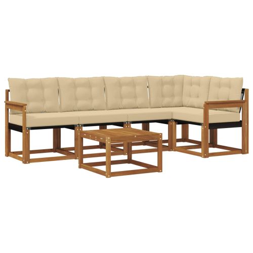 Комплект дивани за открито 6 pcs Натурален и Бежов