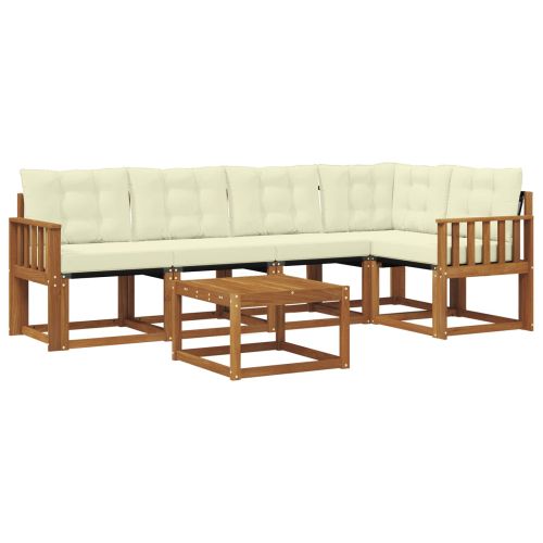 Комплект дивани за открито 6 pcs Натурален и Крема