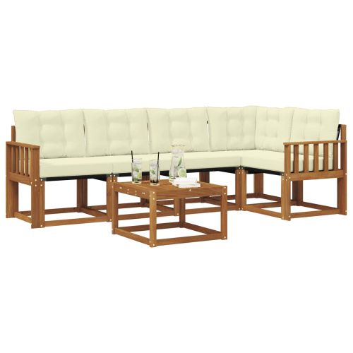 Комплект дивани за открито 6 pcs Натурален и Крема