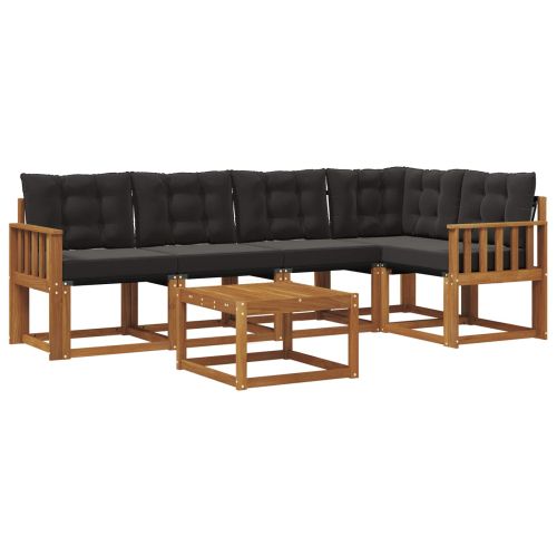 Комплект дивани за открито 6 pcs Естествено и черно