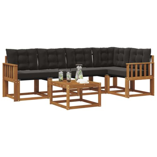 Комплект дивани за открито 6 pcs Естествено и черно