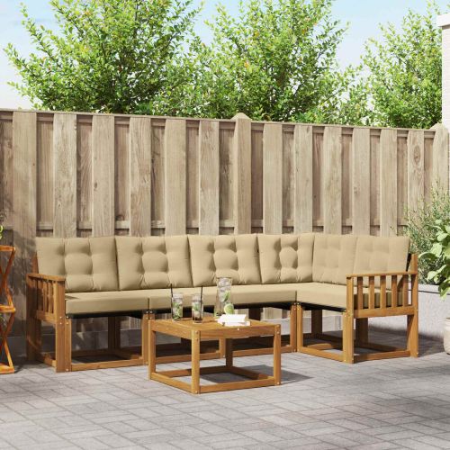 Комплект дивани за открито 6 pcs Натурален и Бежов