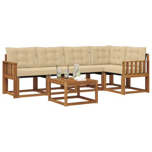 Комплект дивани за открито 6 pcs Натурален и Бежов