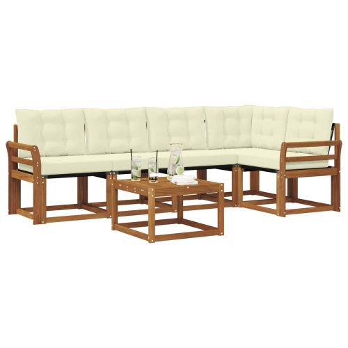 Комплект дивани за открито 6 pcs Натурален и Крема