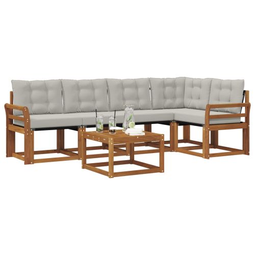 Комплект дивани за открито 6 pcs Естествено и светло сиво