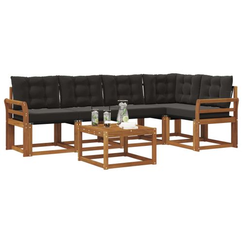 Комплект дивани за открито 6 pcs Естествено и черно