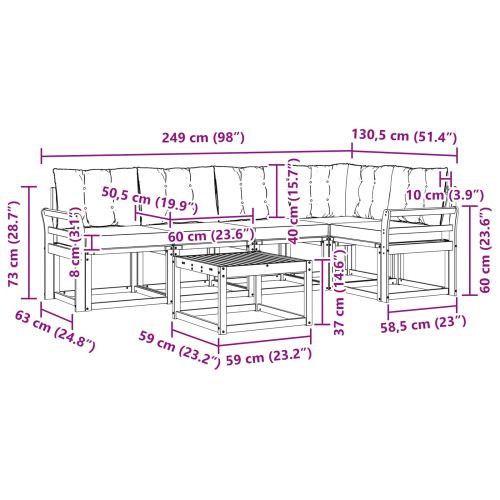Комплект дивани за открито 6 pcs Естествено и черно