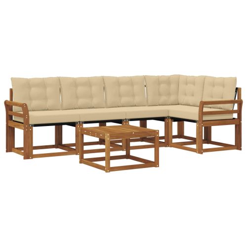 Комплект дивани за открито 6 pcs Натурален и Бежов