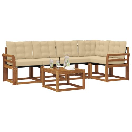 Комплект дивани за открито 6 pcs Натурален и Бежов