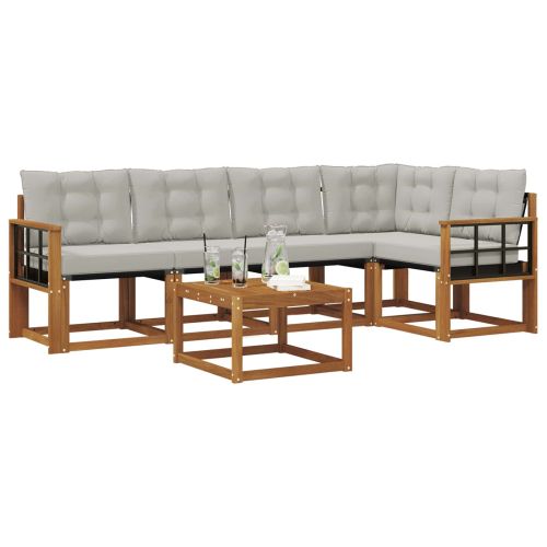 Комплект дивани за открито 6 pcs Естествено и светло сиво