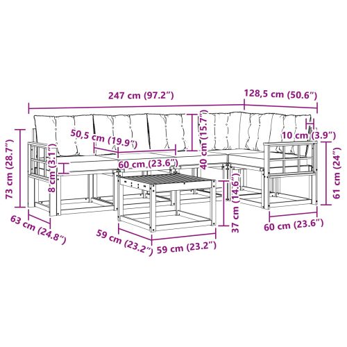 Комплект дивани за открито 6 pcs Естествено и светло сиво