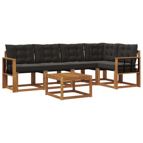 Комплект дивани за открито 6 pcs Естествено и черно