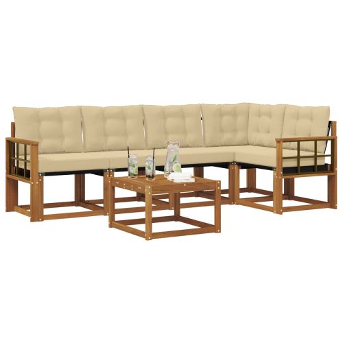 Комплект дивани за открито 6 pcs Натурален и Бежов