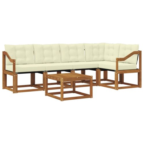 Комплект дивани за открито 6 pcs Натурален и Крема