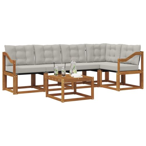 Комплект дивани за открито 6 pcs Естествено и светло сиво