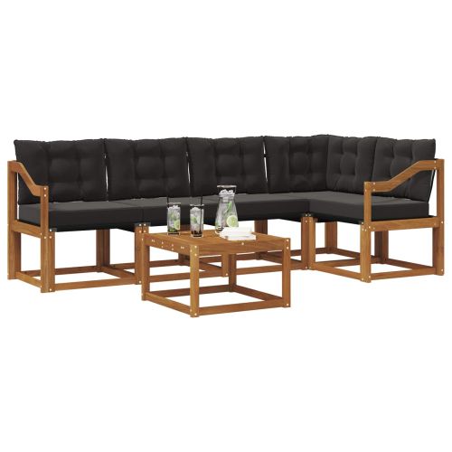 Комплект дивани за открито 6 pcs Естествено и черно