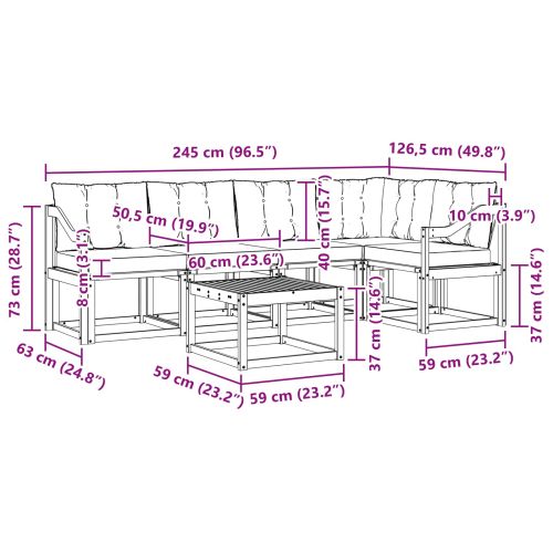 Комплект дивани за открито 6 pcs Естествено и черно