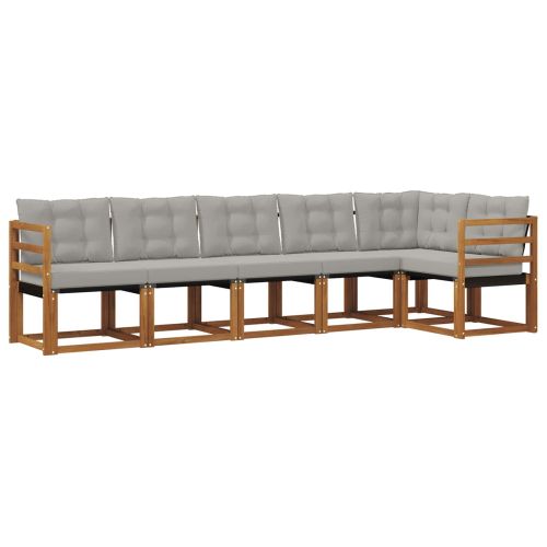 Комплект дивани за открито 6 pcs Естествено и светло сиво