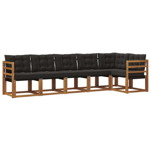 Комплект дивани за открито 6 pcs Естествено и черно