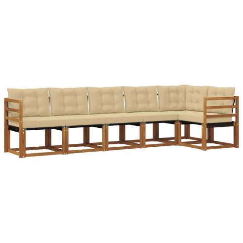 Комплект дивани за открито 6 pcs Натурален и Бежов