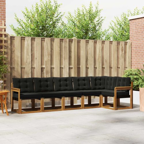 Комплект дивани за открито 6 pcs Естествено и черно