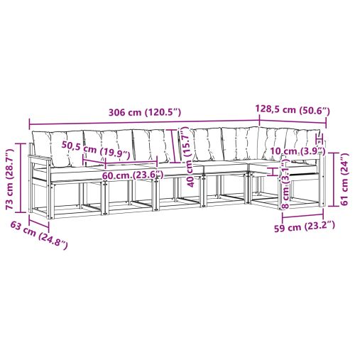 Комплект дивани за открито 6 pcs Естествено и черно