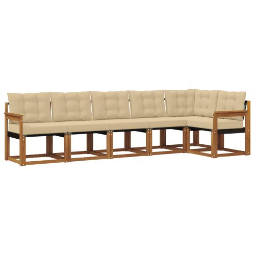 Комплект дивани за открито 6 pcs Натурален и Бежов