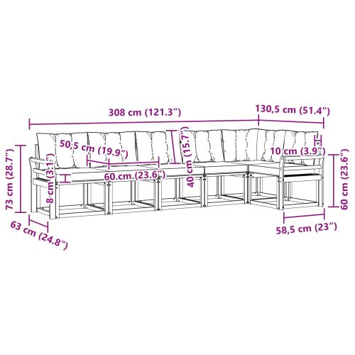 Комплект дивани за открито 6 pcs Естествено и черно