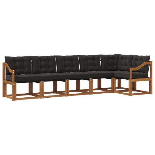 Комплект дивани за открито 6 pcs Естествено и черно