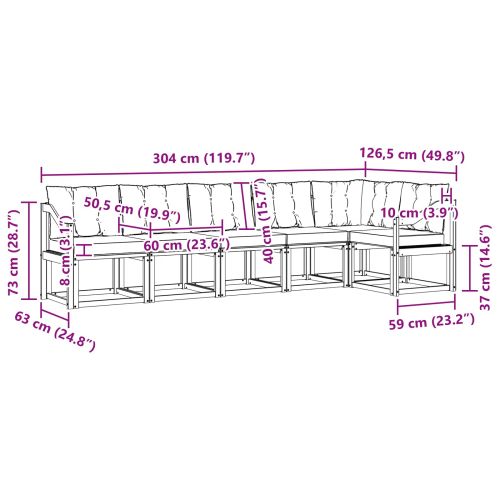 Комплект дивани за открито 6 pcs Натурален и Бежов