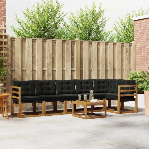 Комплект дивани за открито 7 pcs Естествено и черно