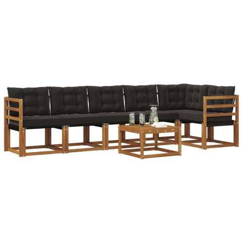 Комплект дивани за открито 7 pcs Естествено и черно