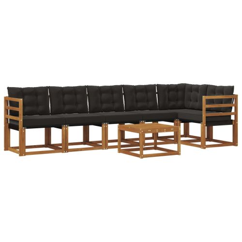 Комплект дивани за открито 7 pcs Естествено и черно