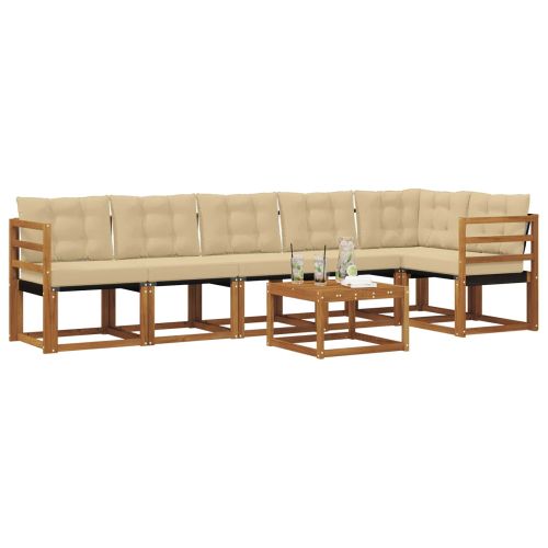 Комплект дивани за открито 7 pcs Натурален и Бежов