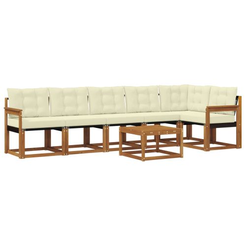 Комплект дивани за открито 7 pcs Натурален и Крема