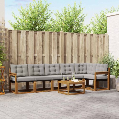 Комплект дивани за открито 7 pcs Естествено и светло сиво