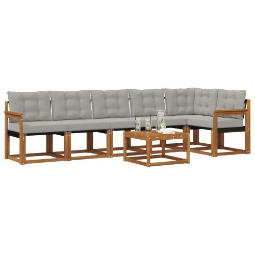 Комплект дивани за открито 7 pcs Естествено и светло сиво