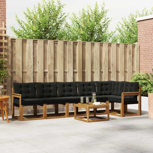 Комплект дивани за открито 7 pcs Естествено и черно