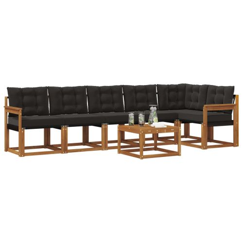 Комплект дивани за открито 7 pcs Естествено и черно
