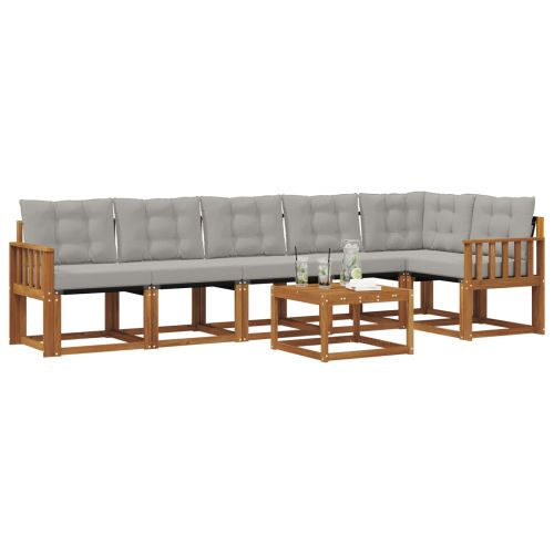 Комплект дивани за открито 7 pcs Естествено и светло сиво