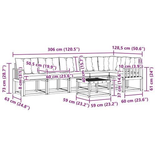 Комплект дивани за открито 7 pcs Естествено и светло сиво