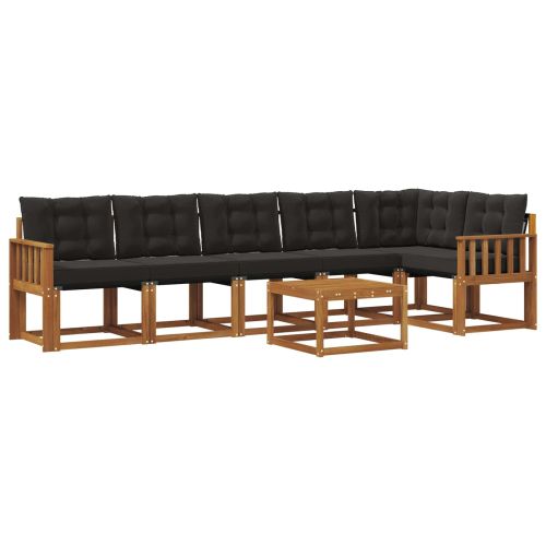 Комплект дивани за открито 7 pcs Естествено и черно