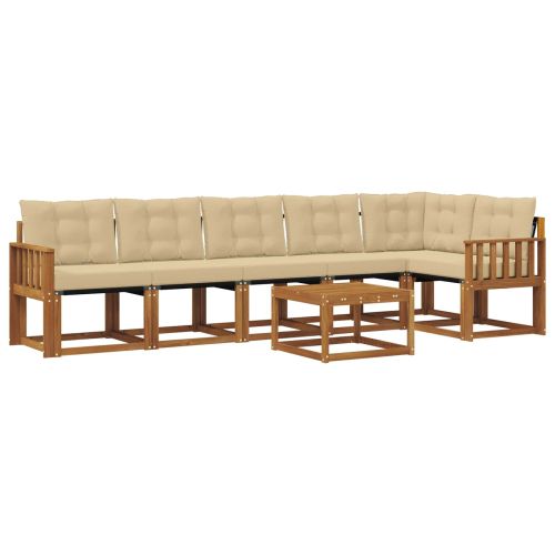 Комплект дивани за открито 7 pcs Натурален и Бежов