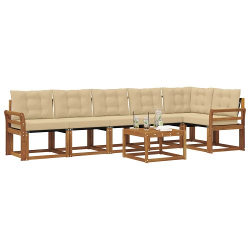 Комплект дивани за открито 7 pcs Натурален и Бежов