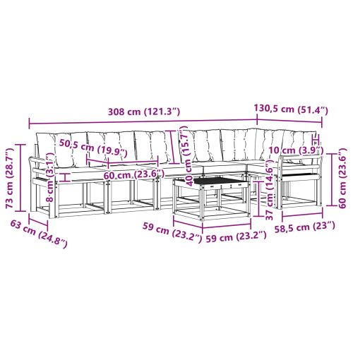 Комплект дивани за открито 7 pcs Натурален и Бежов