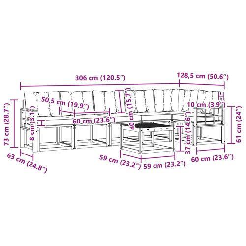 Комплект дивани за открито 7 pcs Натурален и Крема