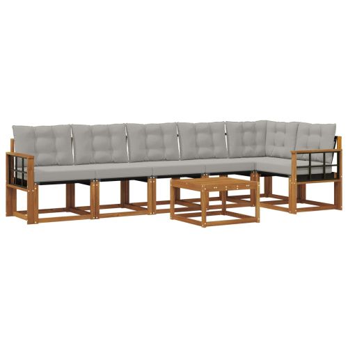 Комплект дивани за открито 7 pcs Естествено и светло сиво